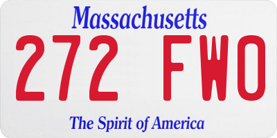 MA license plate 272FW0