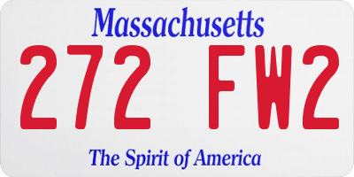 MA license plate 272FW2
