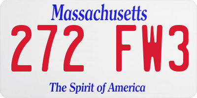 MA license plate 272FW3
