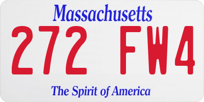 MA license plate 272FW4