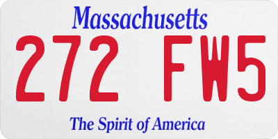 MA license plate 272FW5