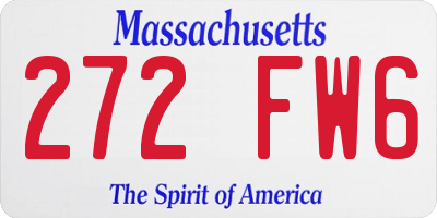 MA license plate 272FW6