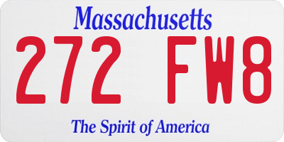 MA license plate 272FW8