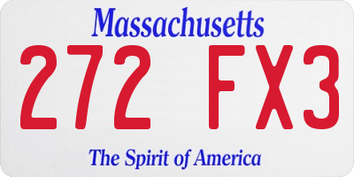 MA license plate 272FX3