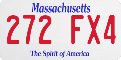 MA license plate 272FX4