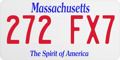 MA license plate 272FX7