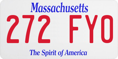 MA license plate 272FY0