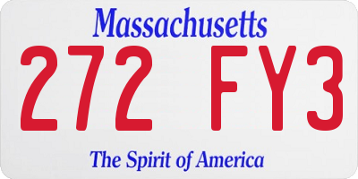 MA license plate 272FY3