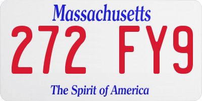 MA license plate 272FY9