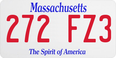 MA license plate 272FZ3