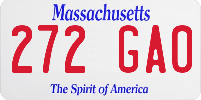 MA license plate 272GA0