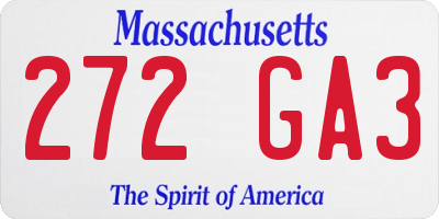 MA license plate 272GA3