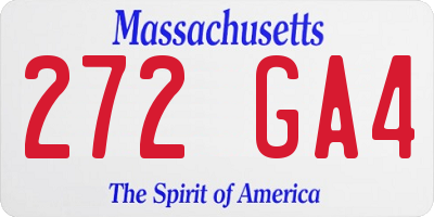 MA license plate 272GA4