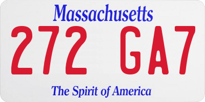 MA license plate 272GA7
