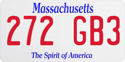 MA license plate 272GB3