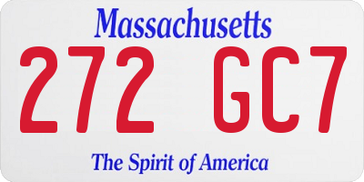 MA license plate 272GC7