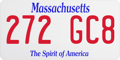 MA license plate 272GC8