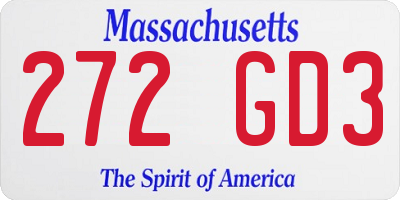 MA license plate 272GD3