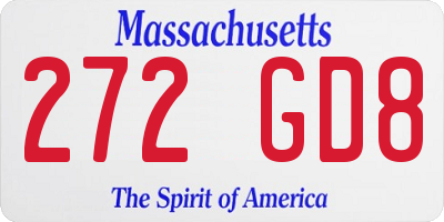 MA license plate 272GD8