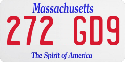 MA license plate 272GD9