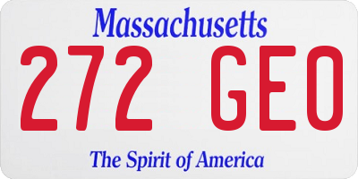 MA license plate 272GE0