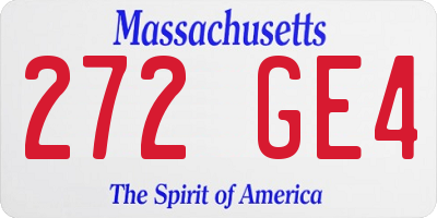 MA license plate 272GE4