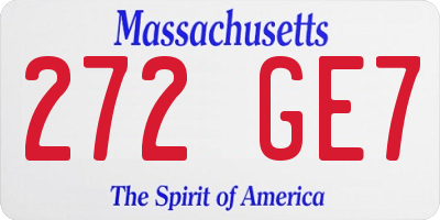 MA license plate 272GE7