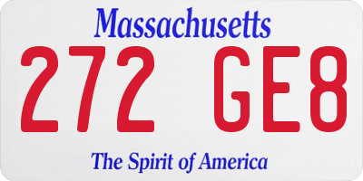 MA license plate 272GE8