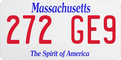 MA license plate 272GE9