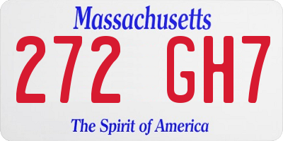 MA license plate 272GH7