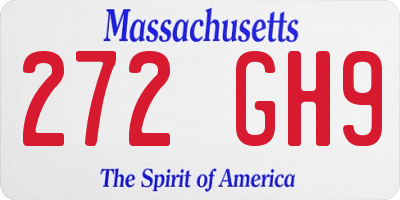 MA license plate 272GH9