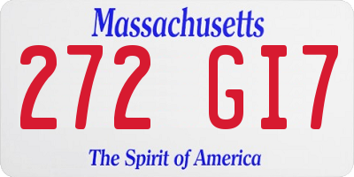 MA license plate 272GI7