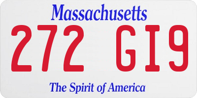 MA license plate 272GI9