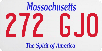 MA license plate 272GJ0