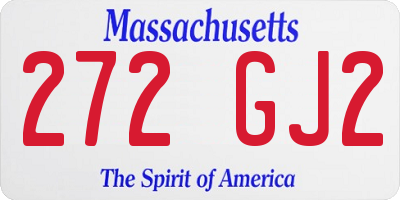 MA license plate 272GJ2