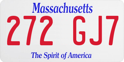MA license plate 272GJ7