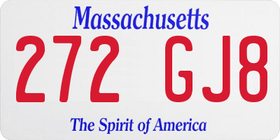 MA license plate 272GJ8