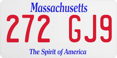 MA license plate 272GJ9