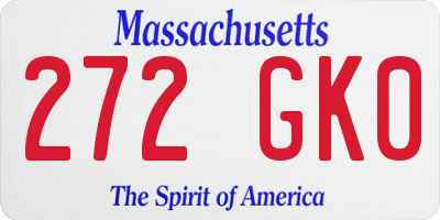 MA license plate 272GK0