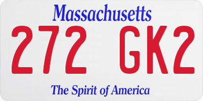 MA license plate 272GK2
