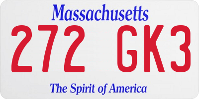 MA license plate 272GK3