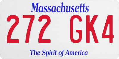 MA license plate 272GK4