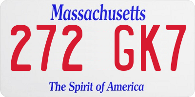 MA license plate 272GK7
