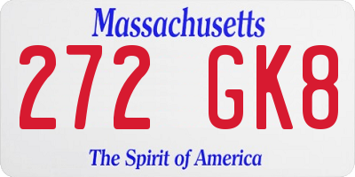 MA license plate 272GK8