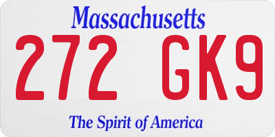 MA license plate 272GK9