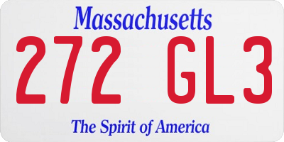MA license plate 272GL3