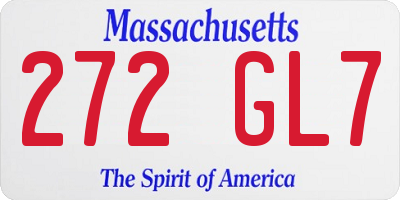 MA license plate 272GL7