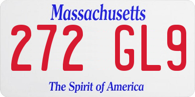 MA license plate 272GL9