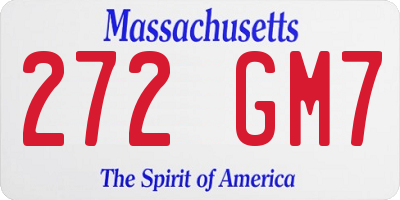 MA license plate 272GM7