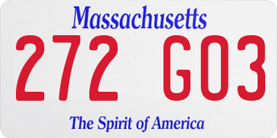 MA license plate 272GO3